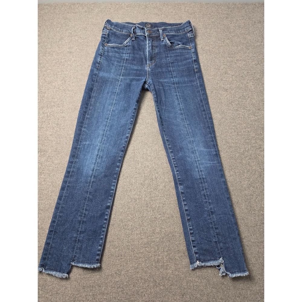 Citizens of Humanity Amari Step Hem Ankle Jeans Women 25 Blue Raw Edge Denim